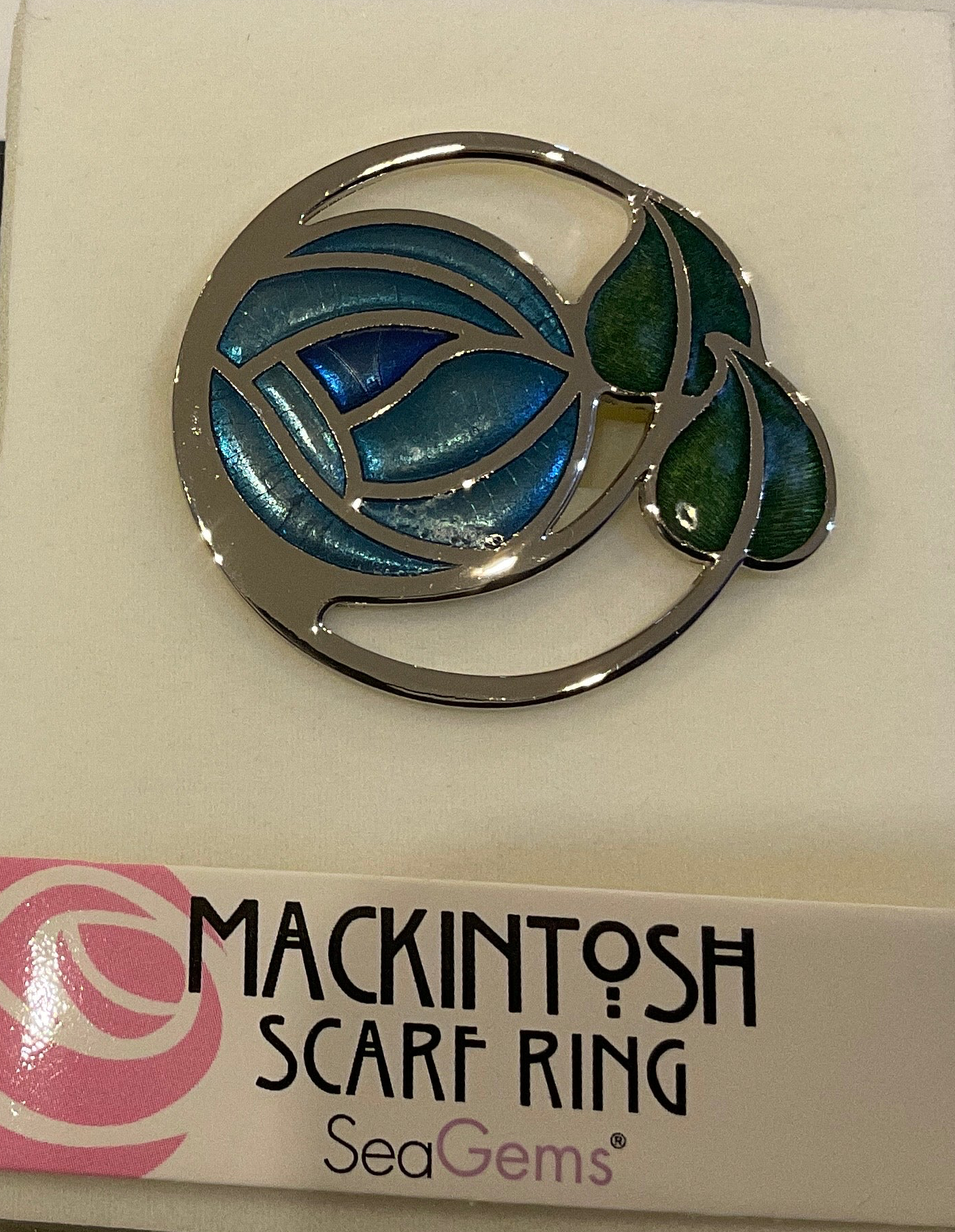 Sea Gems Enamel Large Mackintosh scarf ring.- 7262