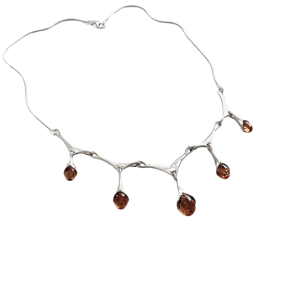 Sterling Silver and Amber Necklace N3