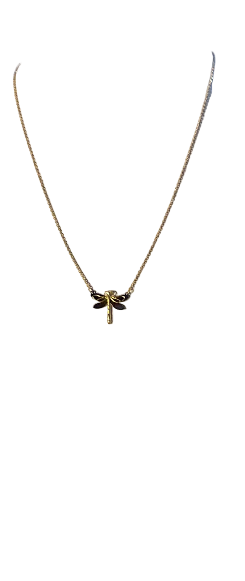 Gold Plated Titanium  tiny Dragonfly Necklace 588LBJ