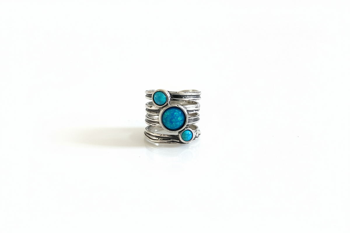 Shablool Designer Silver and Opal Ring - R0034654