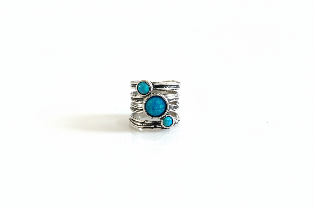 Shablool Designer Silver and Opal Ring - R0034654