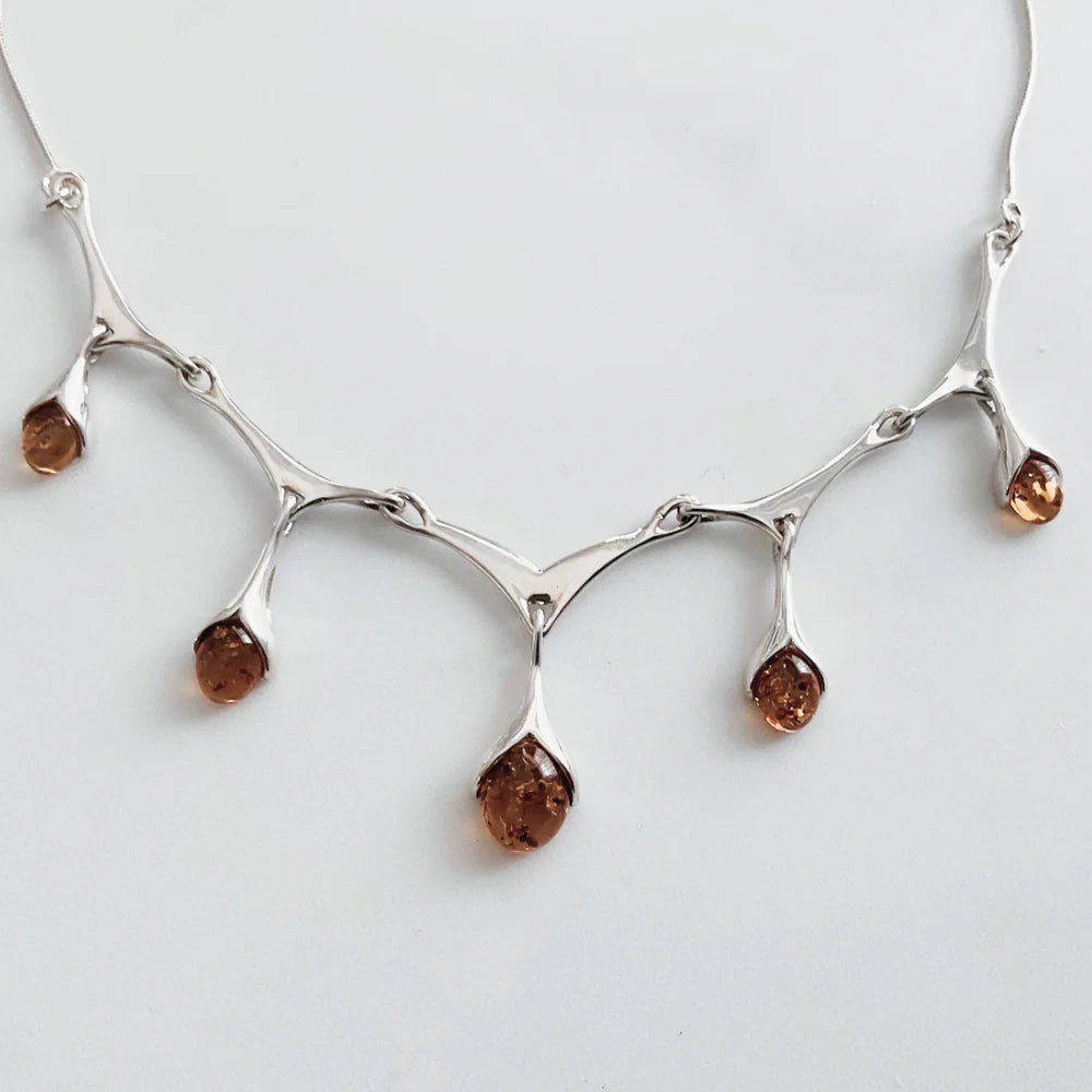 Sterling Silver and Amber Necklace N3