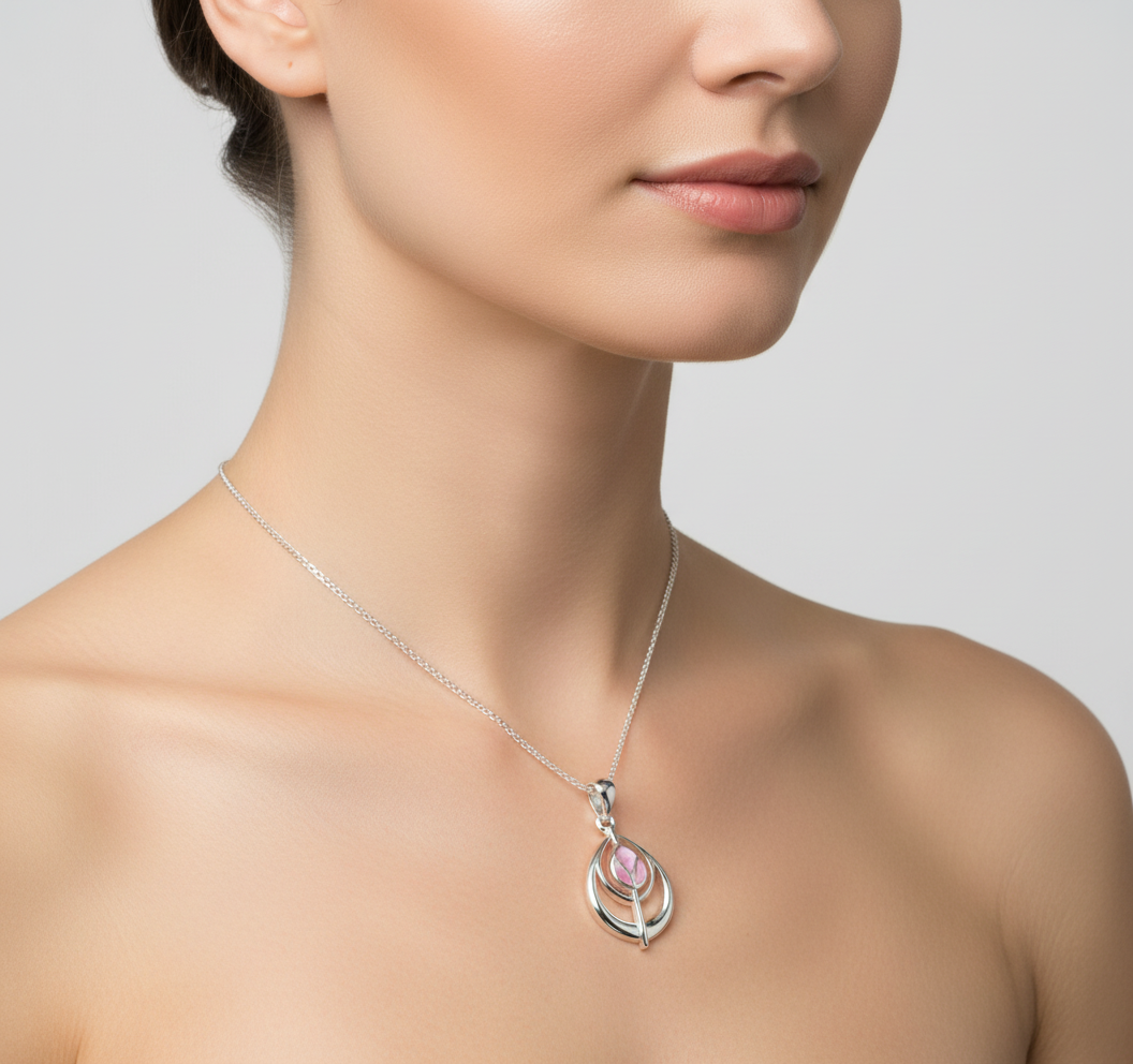 Rose Gold Plated Silver and Sterling Silver Mackintosh Pendant  - 6130