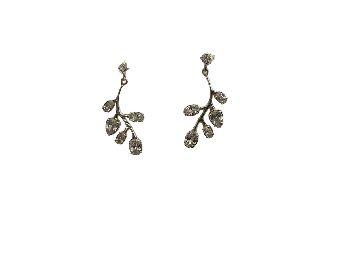 Statement Sterling Silver Earrings, Set With Cubic Zirconia.Tokash
