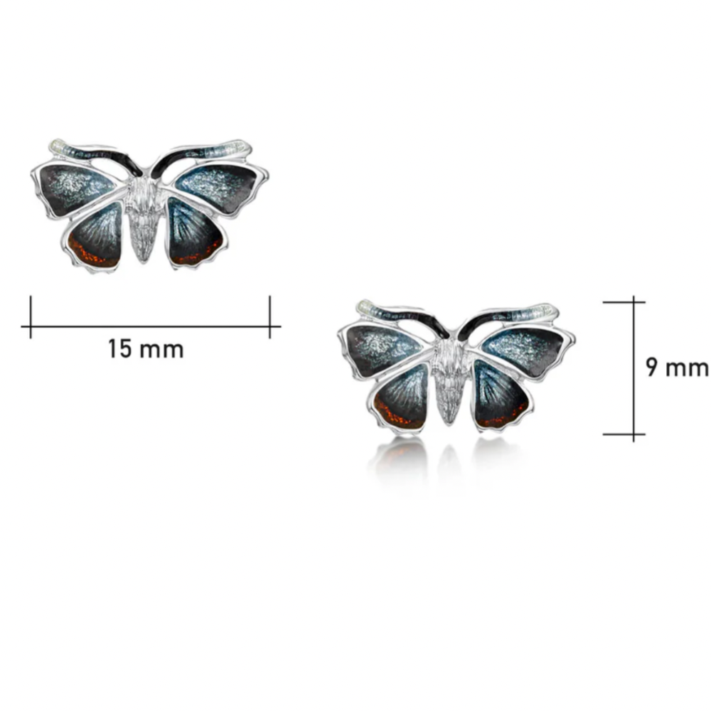 Red Admiral Sterling Silver and Enamel Stud Earrings - EE0285 Sheila Fleet