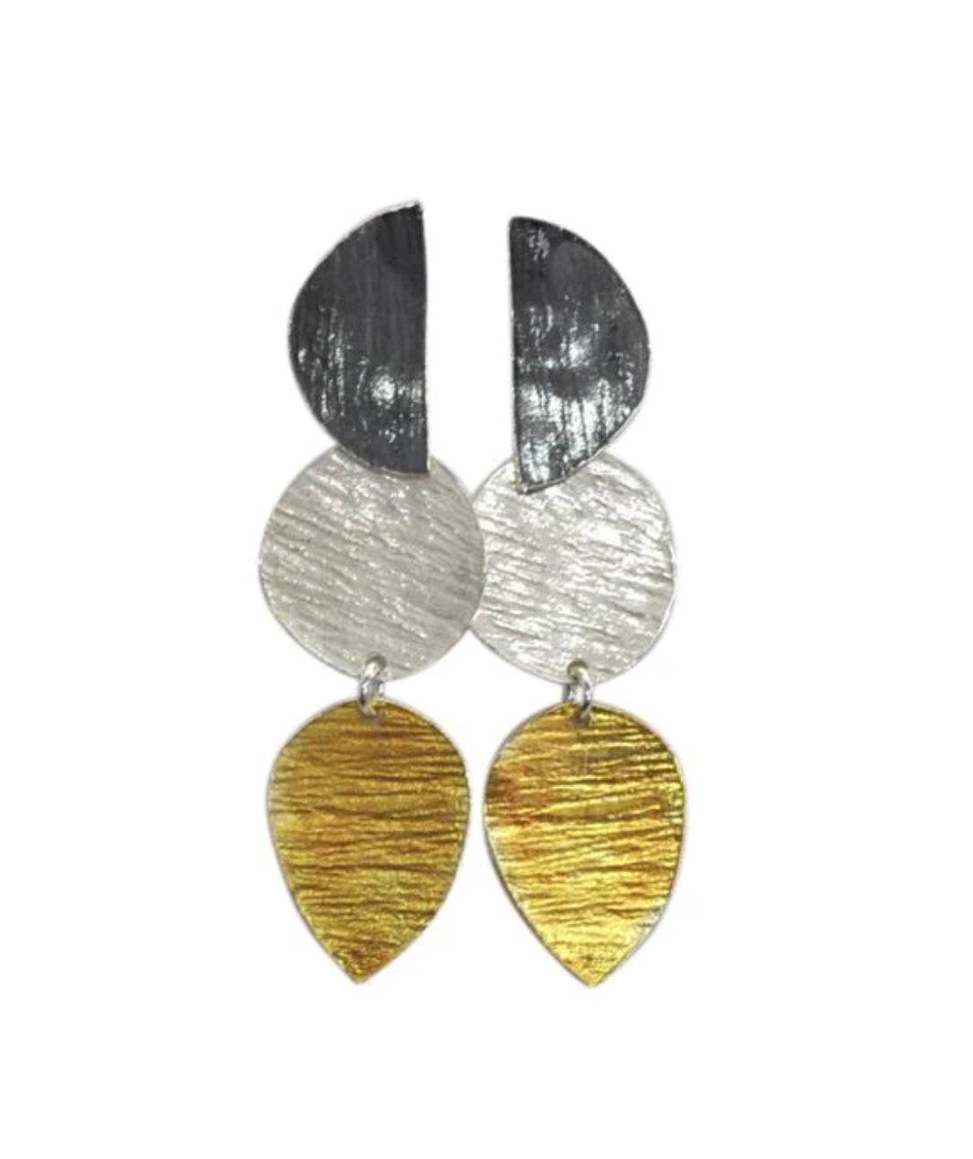 Three Colour Abstract Drop Earrings.