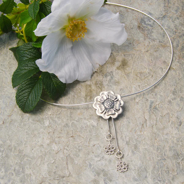Jacobite Rose Coin Necklace with Drop Detail