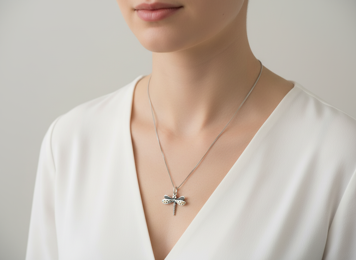 Sterling Silver and Amethyst Dragonfly Pendant - CP1013 Annabel