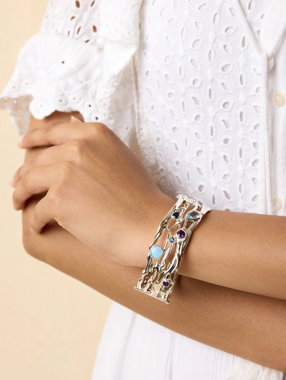 Organic Sterling Silver Bangle - BA1837 Banyan