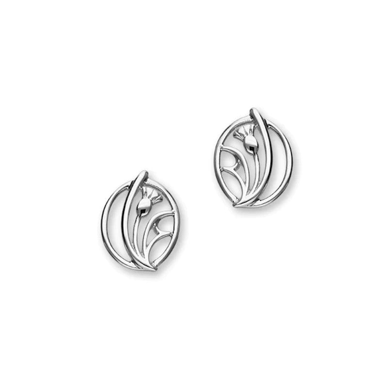 Abstract Thistle Sterling Silver Stud Earrings - E1520 Ortak