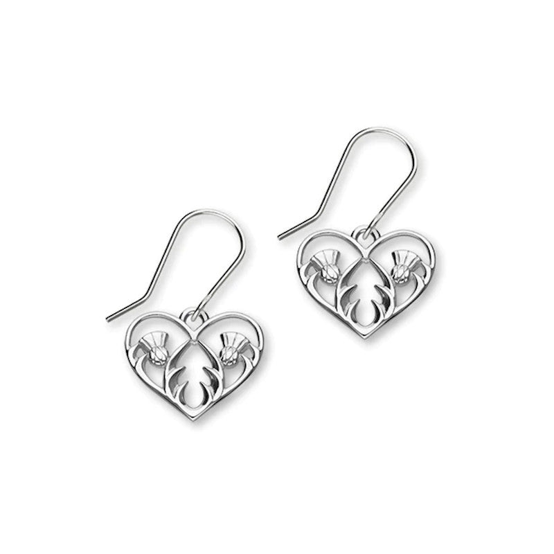 Thistle Heart Sterling Silver Drop Earrings - E1903