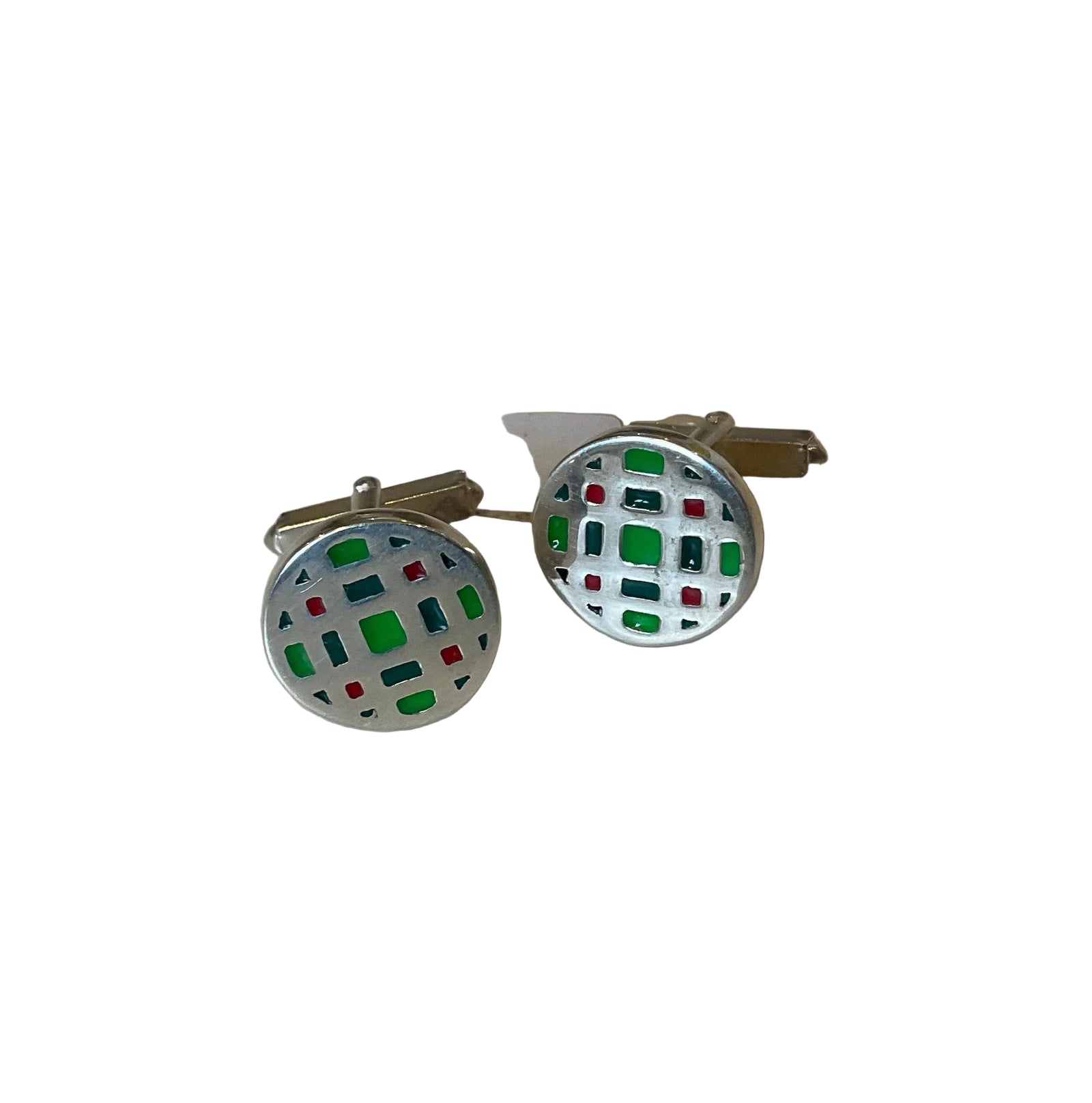 Silver Tartan Round Cufflinks - TNC001Shetland