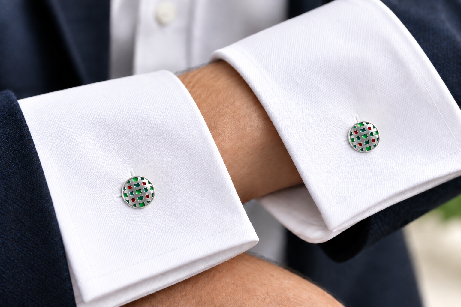 Silver Tartan Round Cufflinks - TNC001Shetland