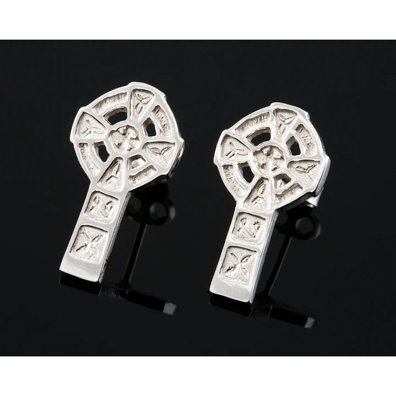 Celtic Cross Sterling Silver or 9ct Yellow Gold Stud Earrings - E28S