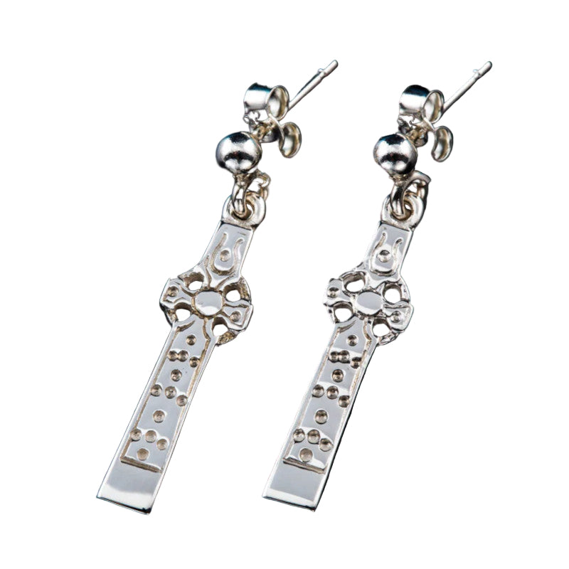 Celtic Cross Silver/9ct Yellow Gold Drop Earrings - E291 Shetland