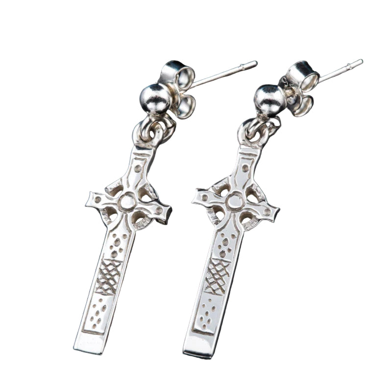 Celtic Cross Silver/9ct Yellow Gold Drop Earrings - E292 Shetland