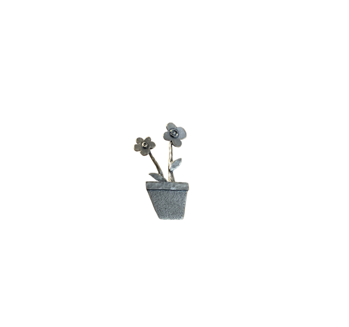 Sterling Silver Flowerpot Brooch