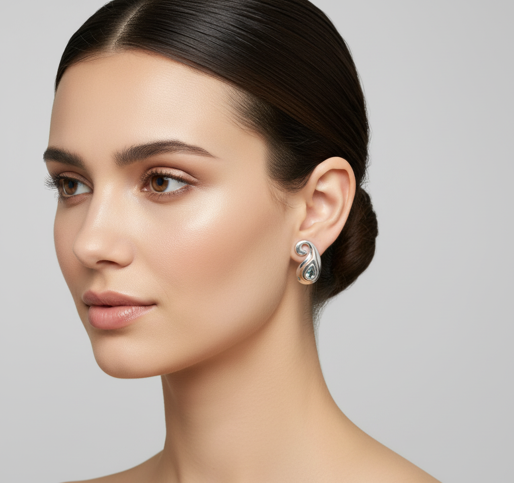 Sterling Silver & Inricate Blue topaz Earrings m921Hagit Gorali.