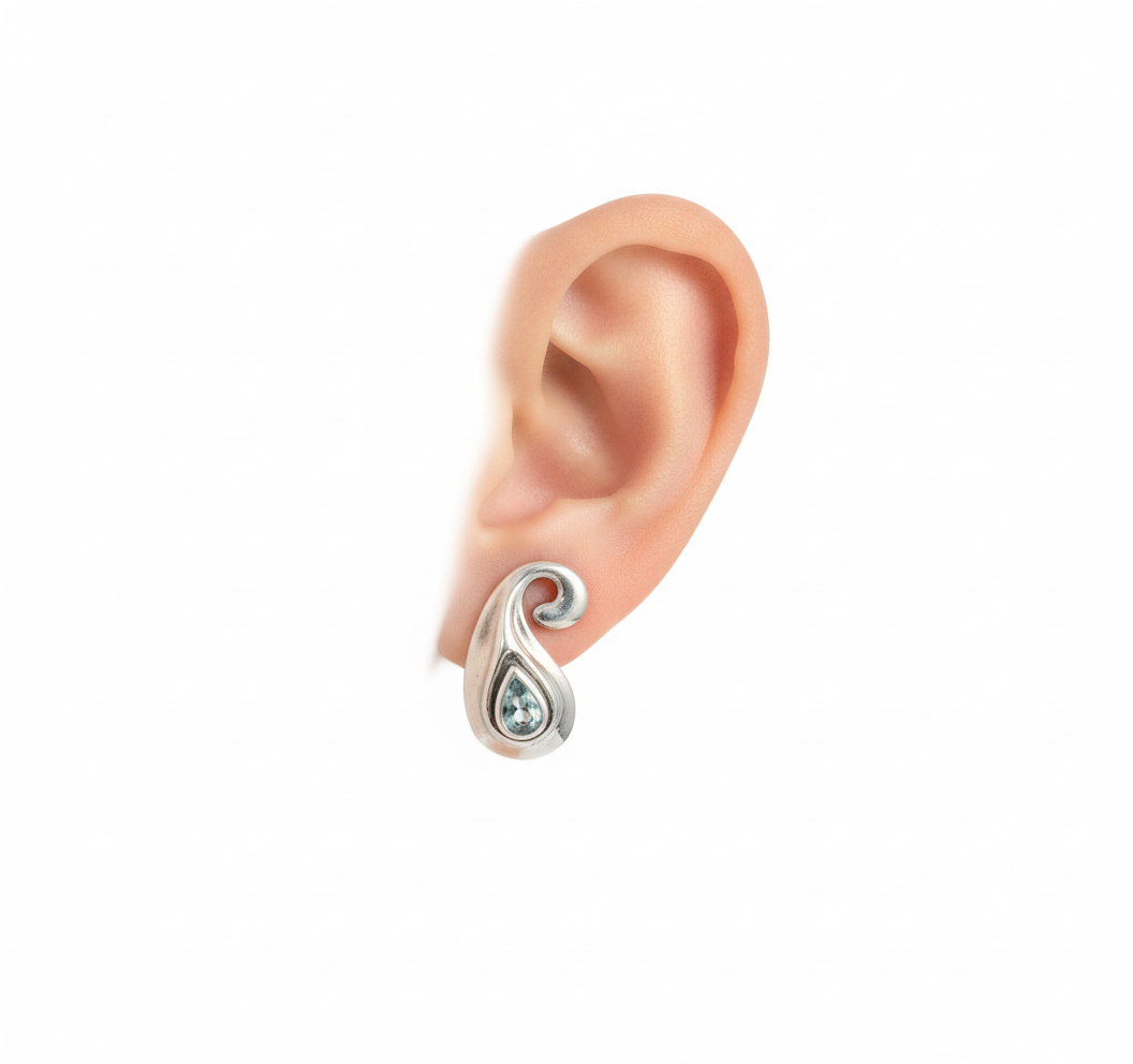 Sterling Silver &amp; Inricate Blue topaz Earrings m921Hagit Gorali.