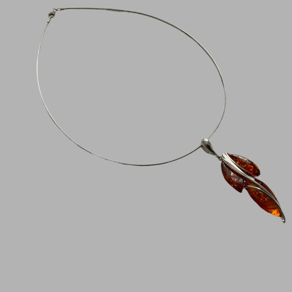 Designer Sterling Silver and Amber Pendant N2
