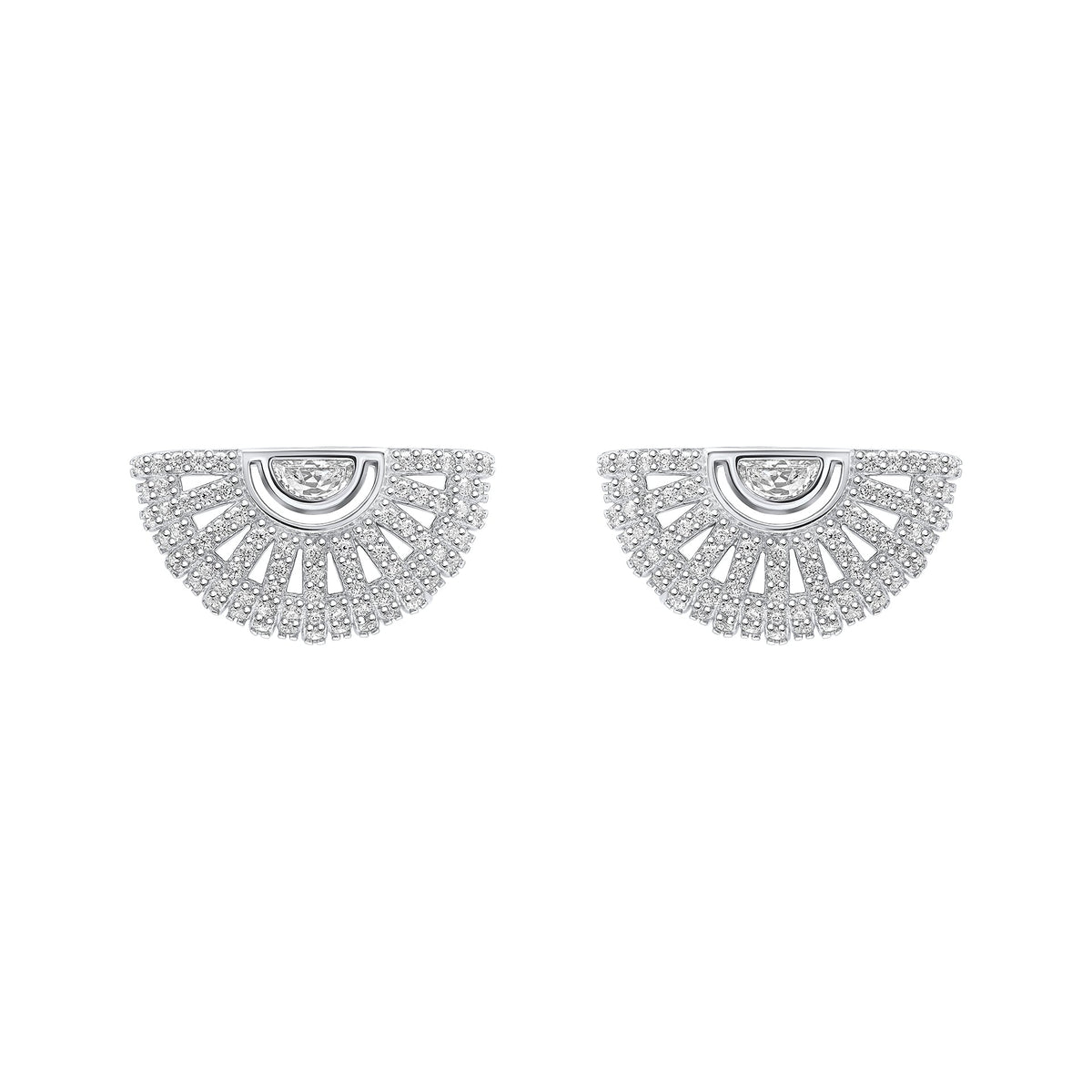 Fiorelli Earrings Cubic Zirconia Half Moon Round Bezel Prong