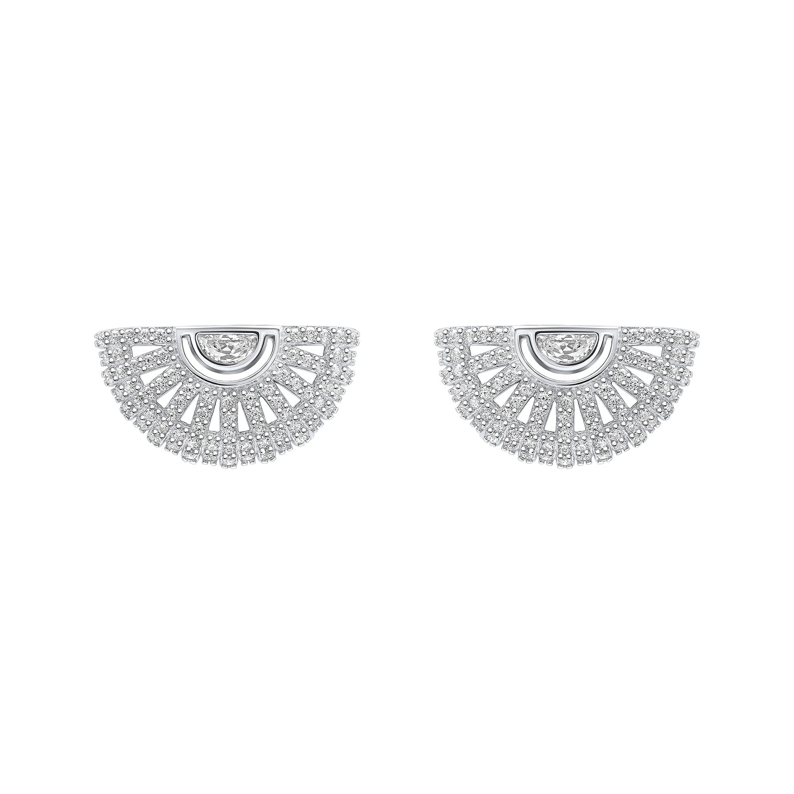 Fiorelli Earrings Cubic Zirconia Half Moon Round Bezel Prong