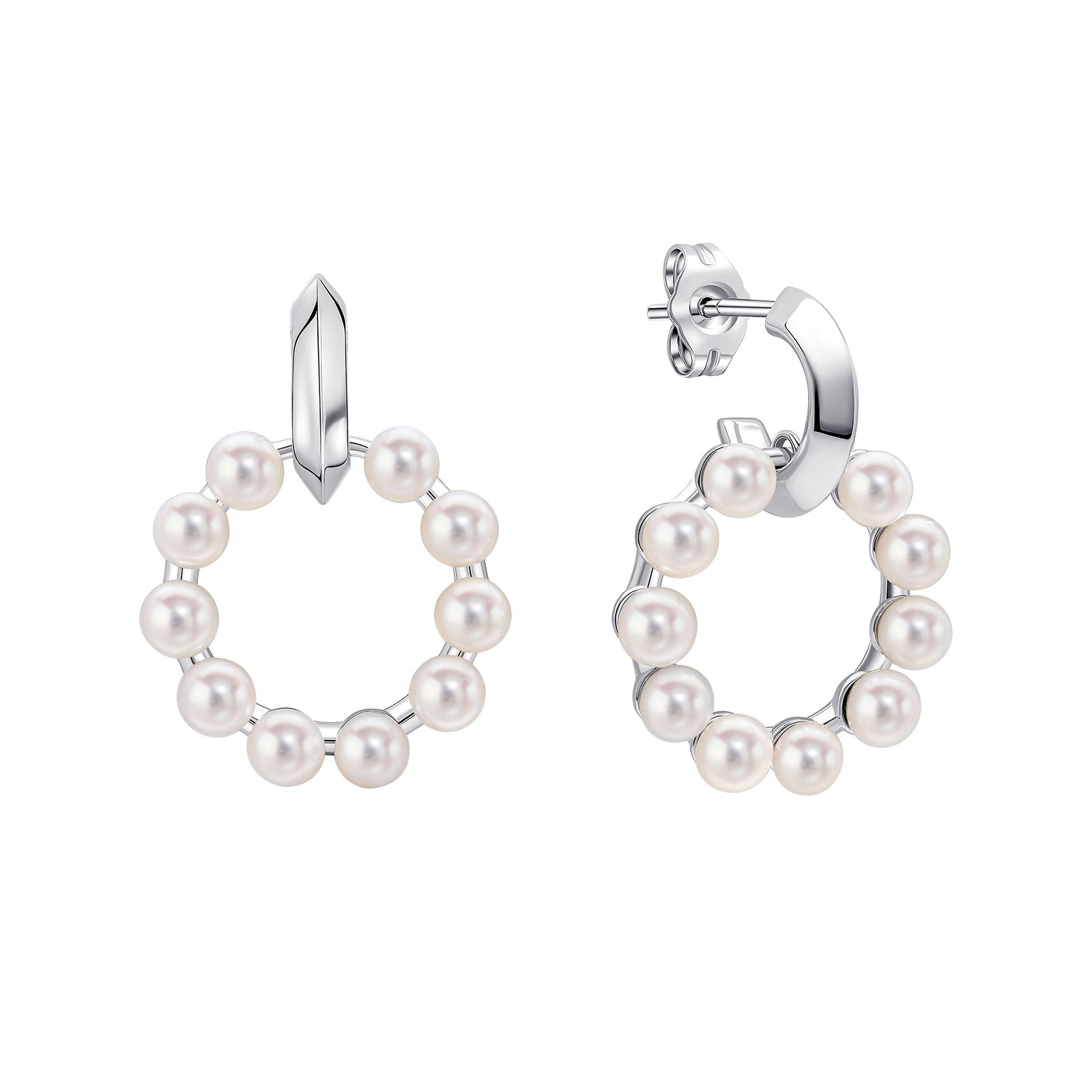 Fiorelli Earrings White Freshwater Pearl Bread Glue