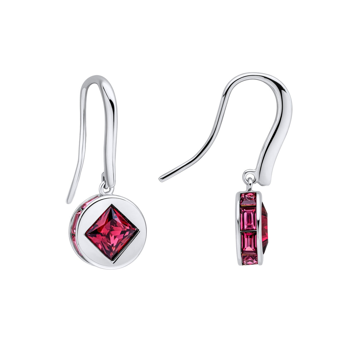 Fiorelli Earrings Fuchsia Crystal Baguette Princess Glue