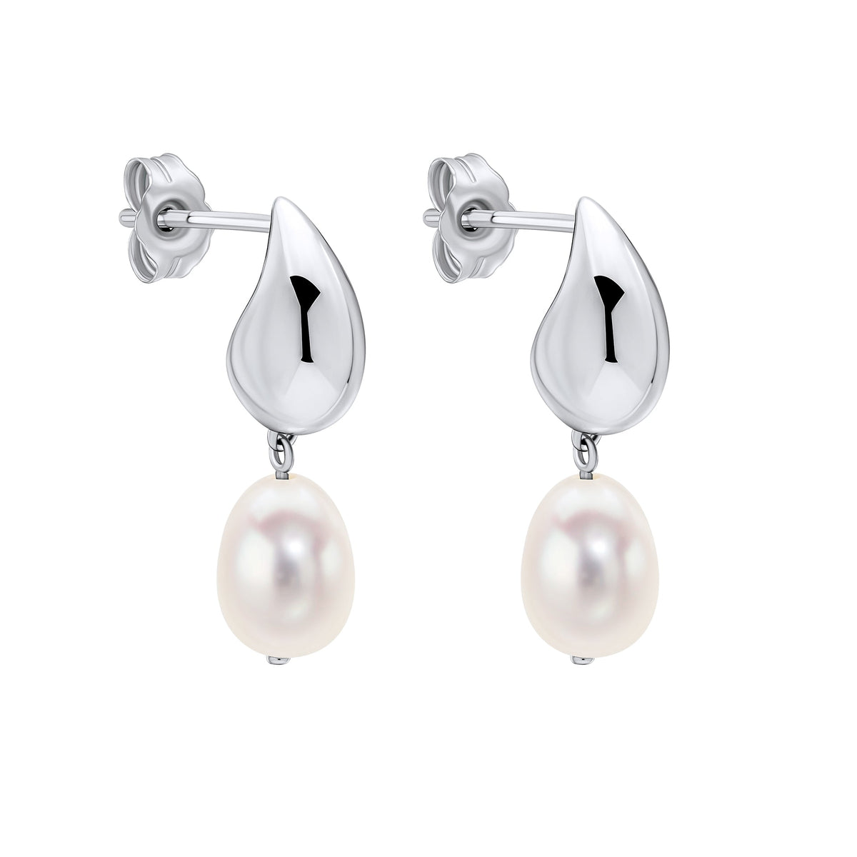 Fiorelli Earrings White Freshwater Pearl Rice Glue
