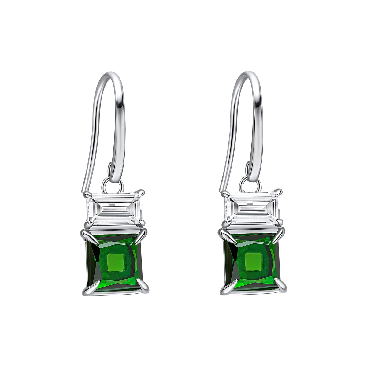 Fiorelli Earrings White and Green Cubic Zirconia Facet/Flat Back Bezel