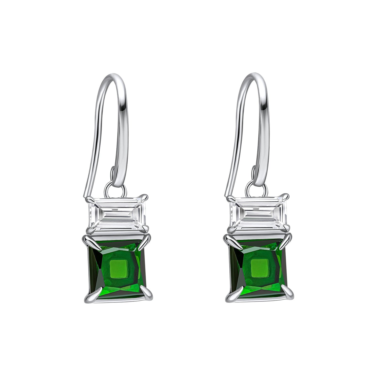 Fiorelli Earrings White and Green Cubic Zirconia Facet/Flat Back Bezel