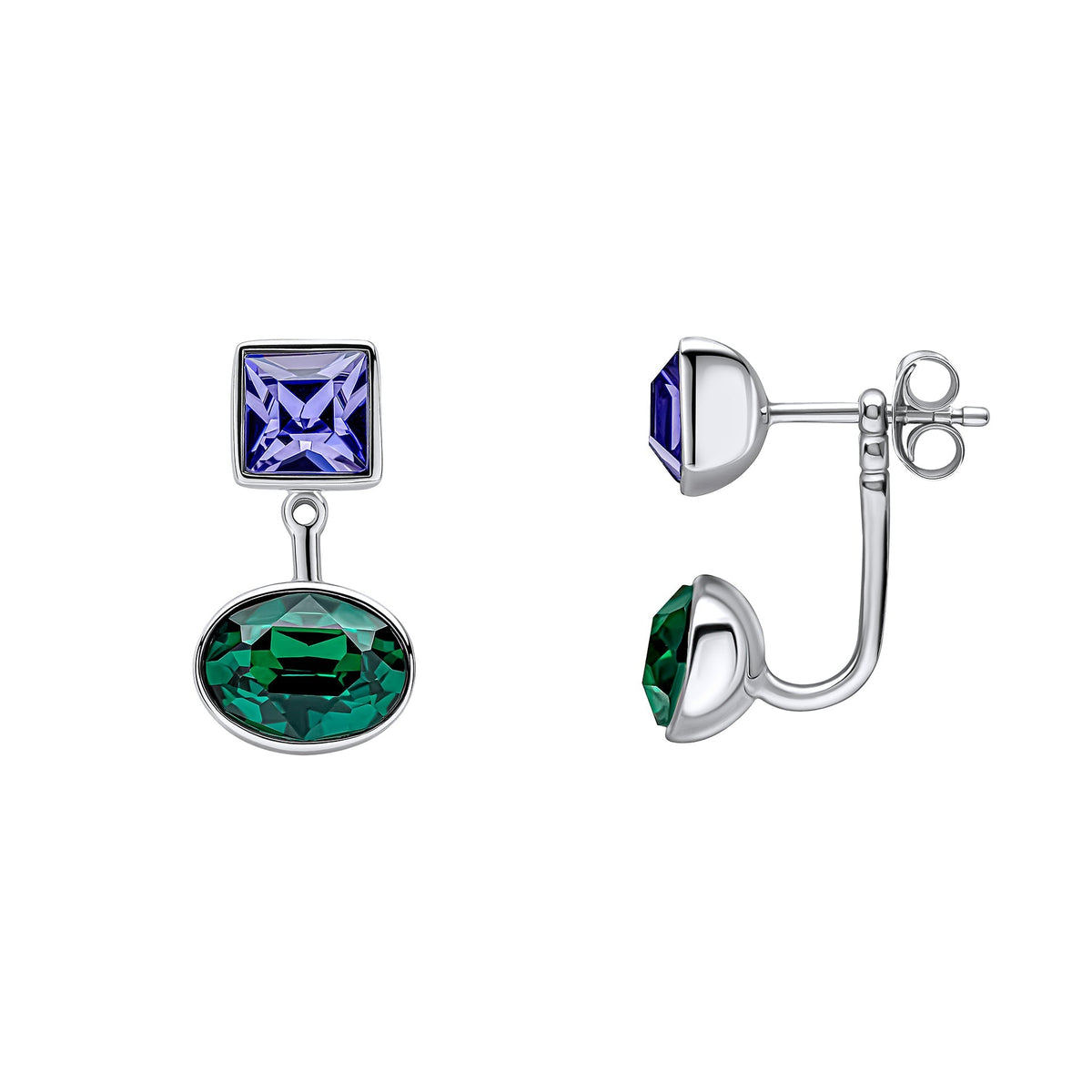 Fiorelli Earrings Purple and Green Crystal Facet Glue