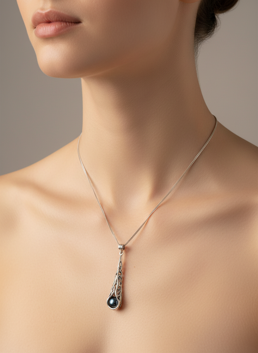 Sterling Silver &amp; Pearl Pendant g1058 Hagit Gorali