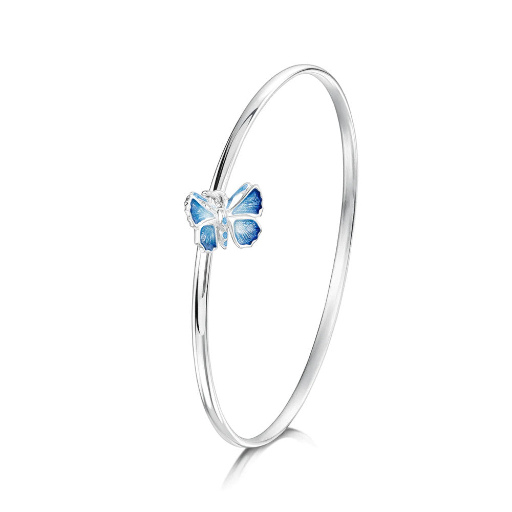 Holly Blue Butterfly Sterling Silver Bangle - EBG286-1-HOLLY