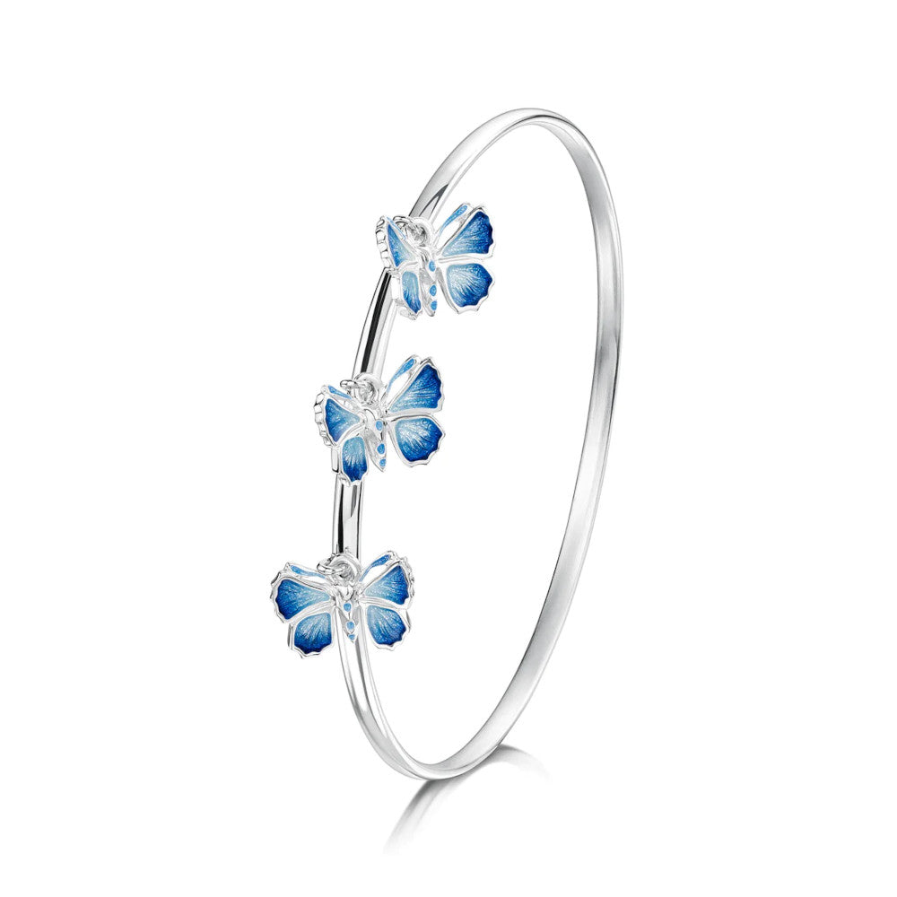Holly Blue Butterfly Sterling Silver Bangle - EBG286-3-HOLLY
