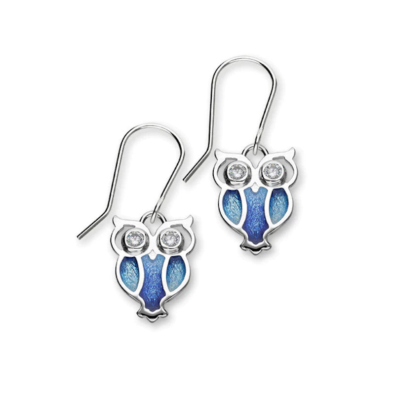 Nature In Flight Sterling Silver Drop Earrings With Enamel and Zirconias - ECE25