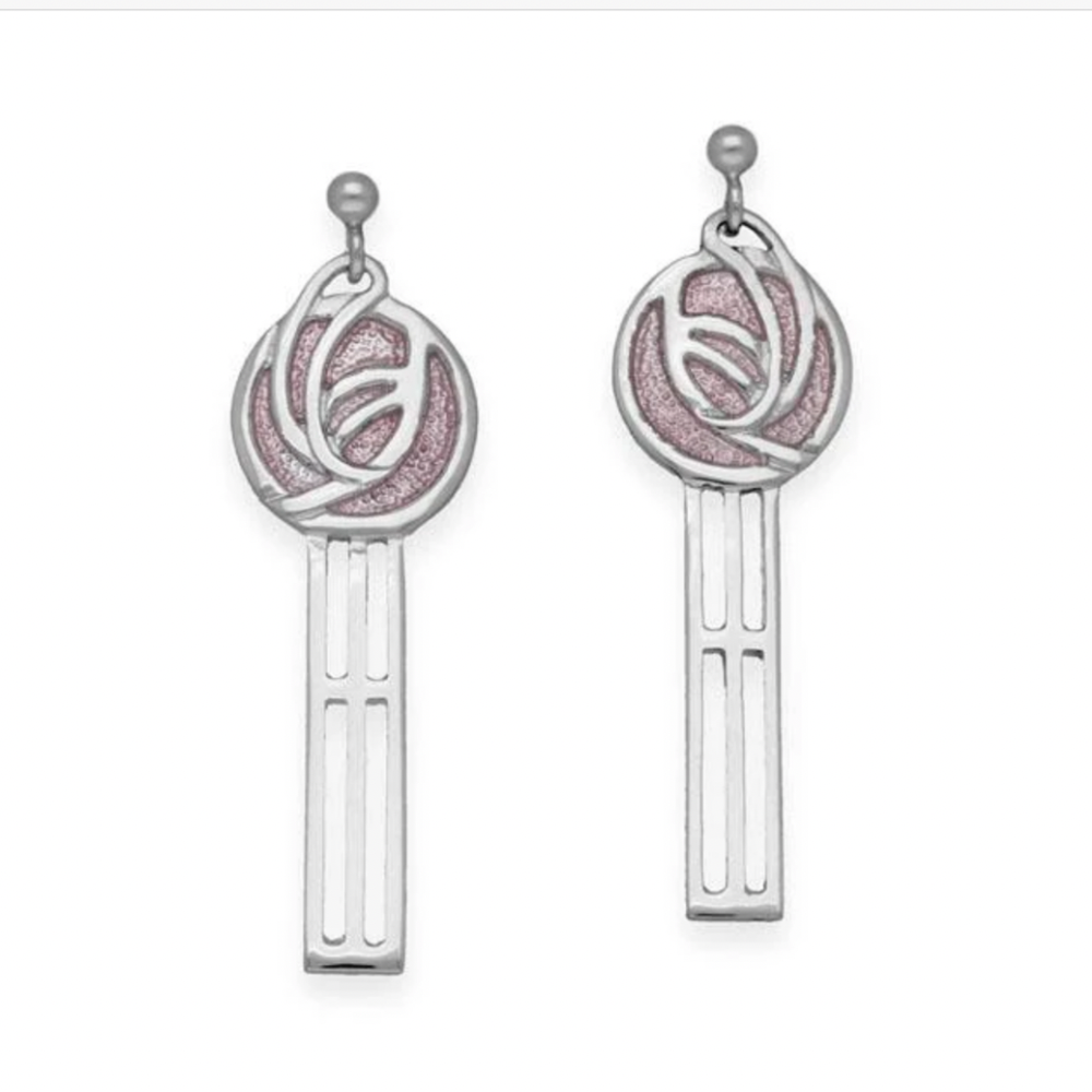Sterling Silver &amp; Enamel Mackintosh Earrings - EE56 Ortak