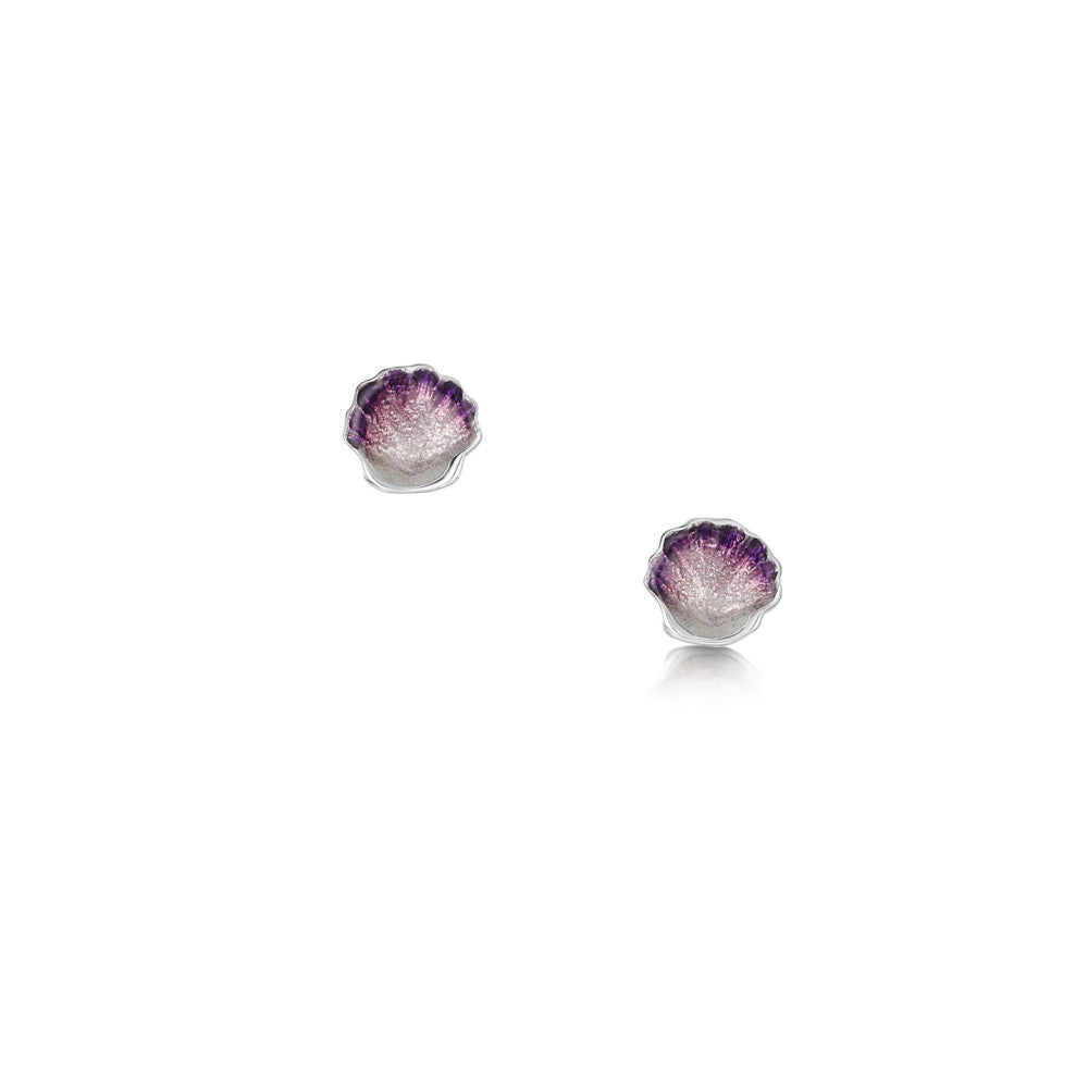 Scallop Sterling Silver Petite Stud Earrings With Enamel - EE0000295