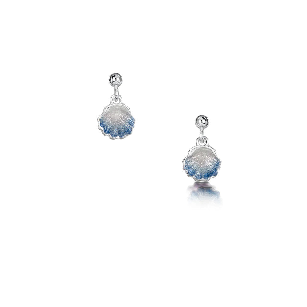 Scallop Sterling Silver Petite Drop Earrings With Enamel - EE000295