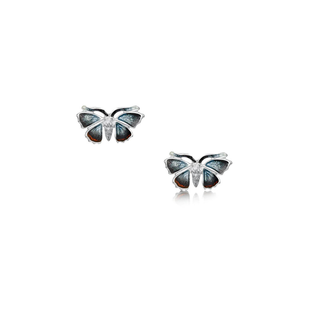 Red Admiral Butterfly Sterling Silver and Enamel Stud Earrings - EE0285-RADM