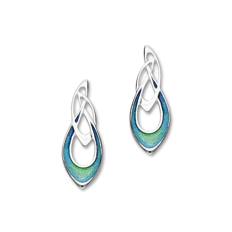 Archibald Knox Silver Drop Earrings With Enamel - EE26 Ortak