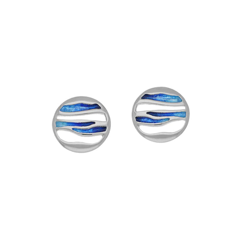 Orbit Sterling Silver Stud Earrings With Enamel - EE342 Ortak