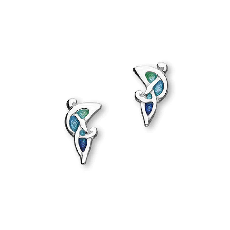 Archibald Knox Silver Drop Earrings With Enamel - EE43 Ortak