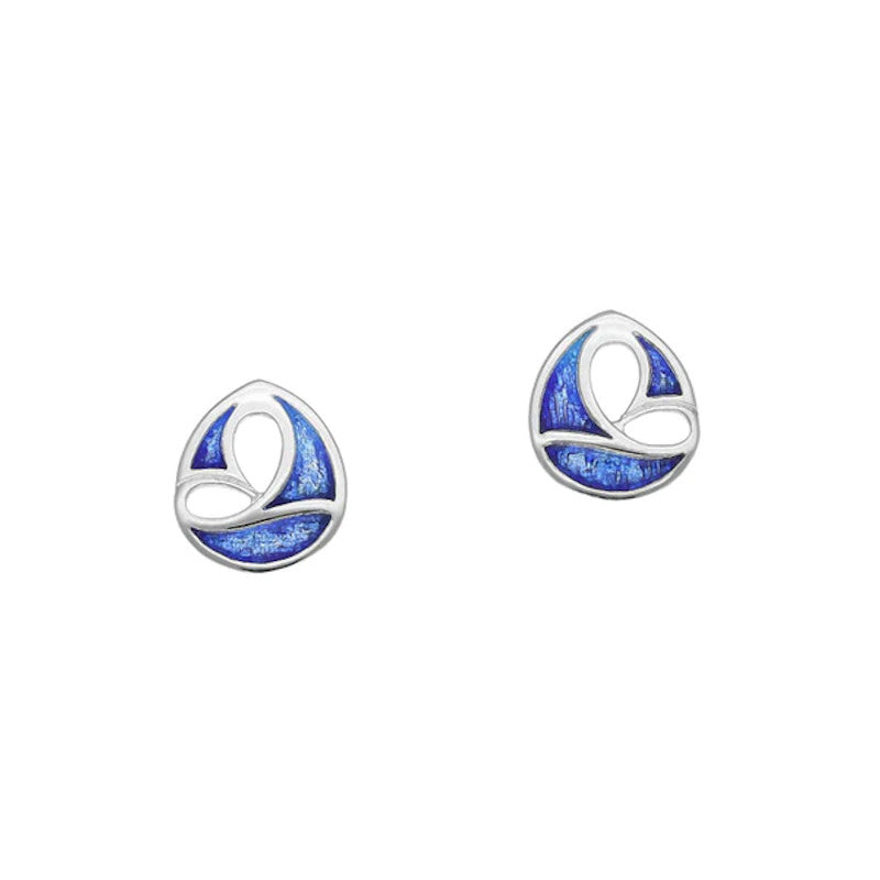 Sail Away Silver Stud Earrings With Enamel - EE476 Ortak