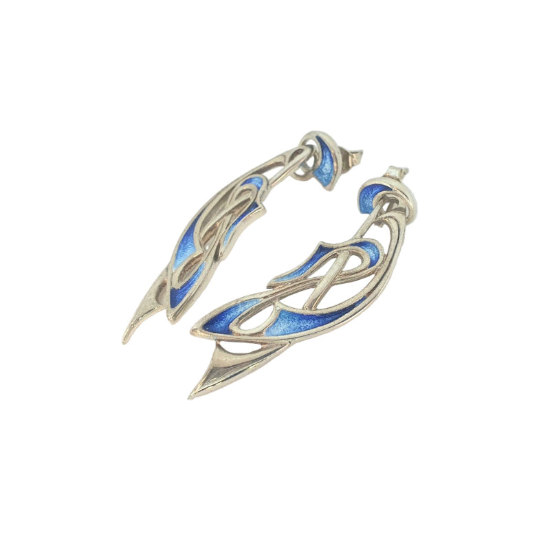 Celtic Silver Drop Earrings With Enamel - EE739 Ortak