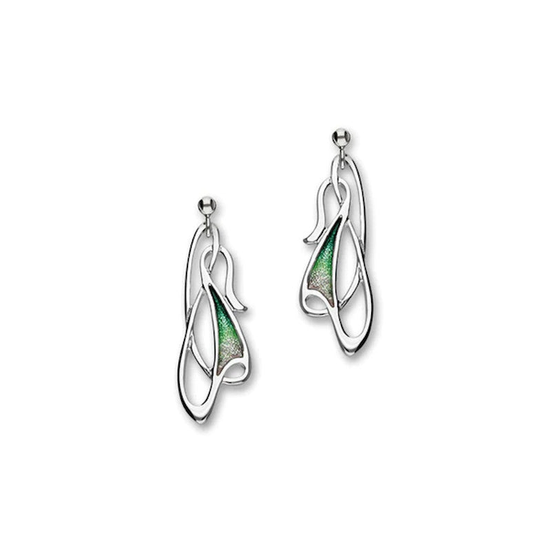Archibald Knox Silver Drop Earrings With Enamel - EE40 Ortak