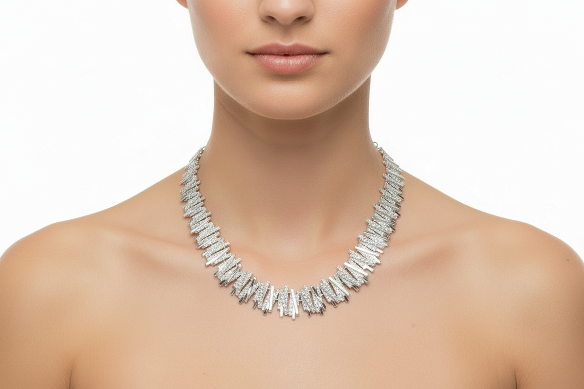 Chris Lewis Sterling Silver Contemporary Tartan Necklace