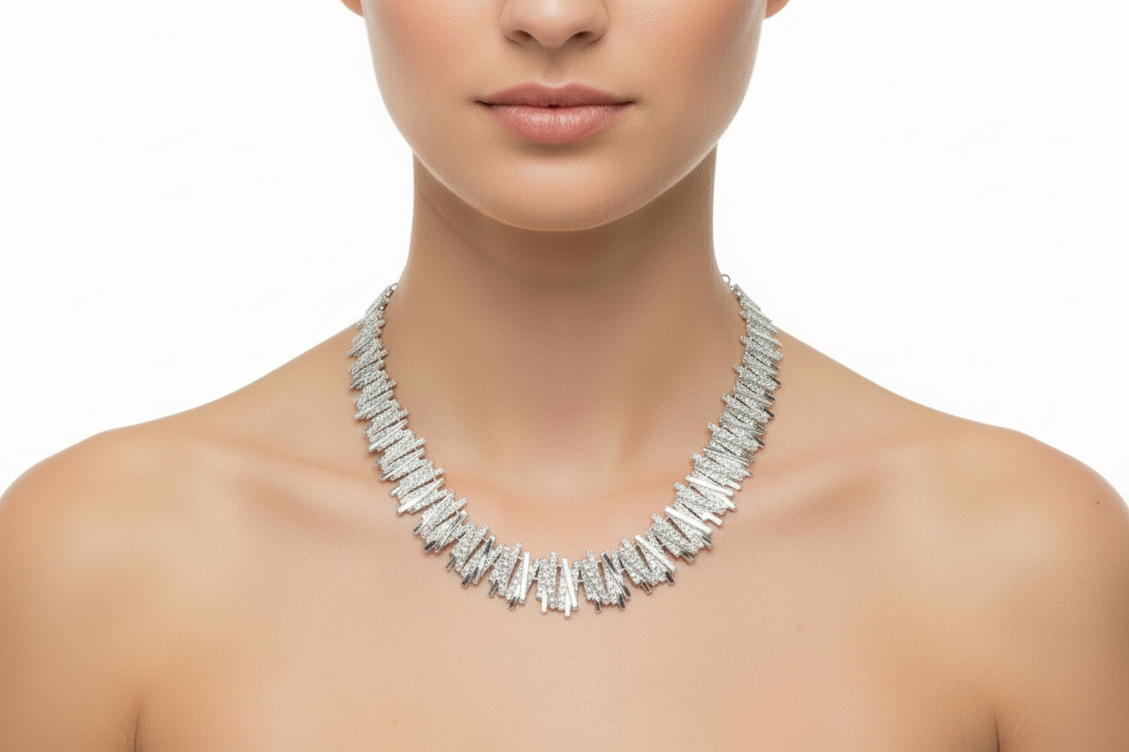 Chris Lewis Sterling Silver Contemporary Tartan Necklace