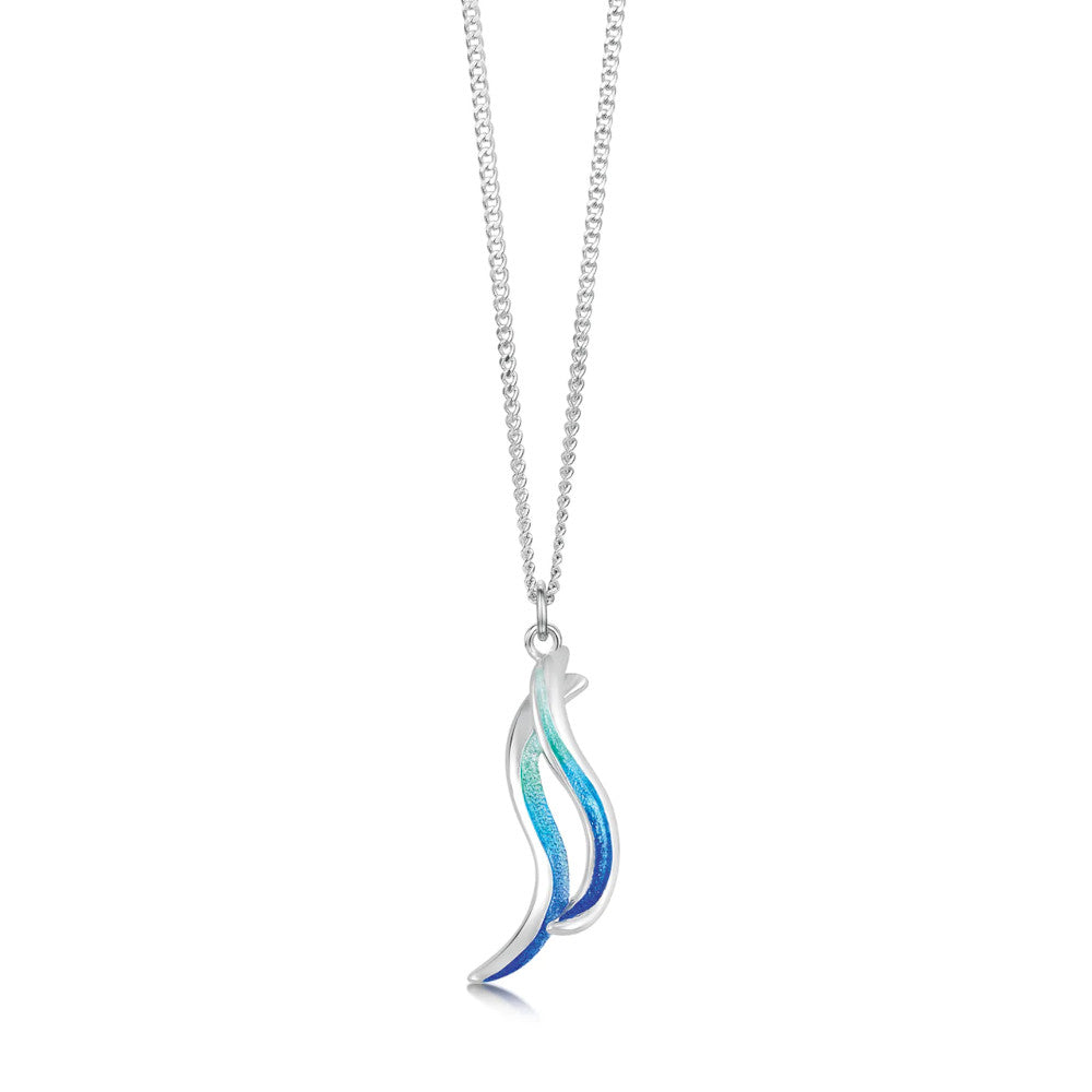 Atlantic Swell Small Sterling Silver And Enamel Pendant - EP00170-OCHUE
