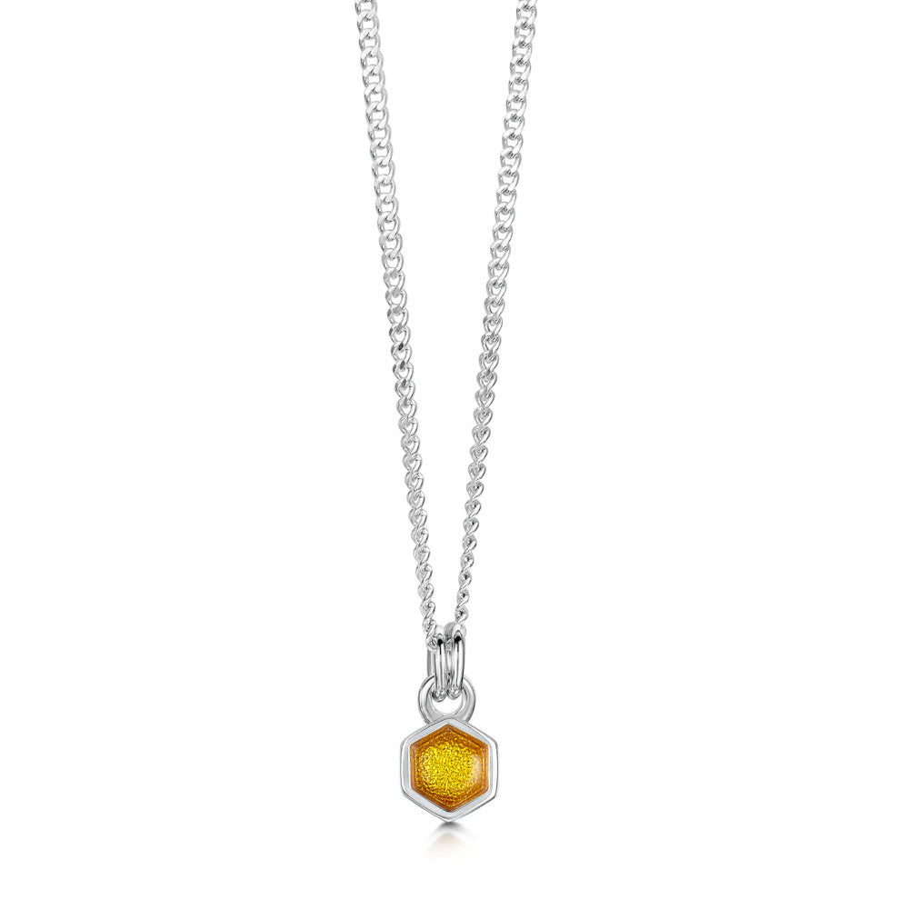 Honeycomb Sterling Silver And Enamel Pendant - EP00279-HONEY